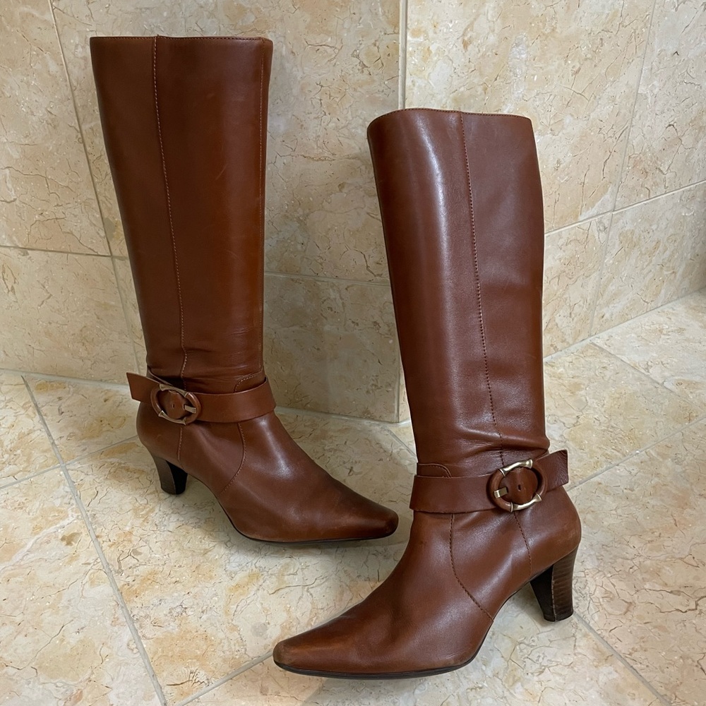 Anne Klein Tan Leather Boots, 8M